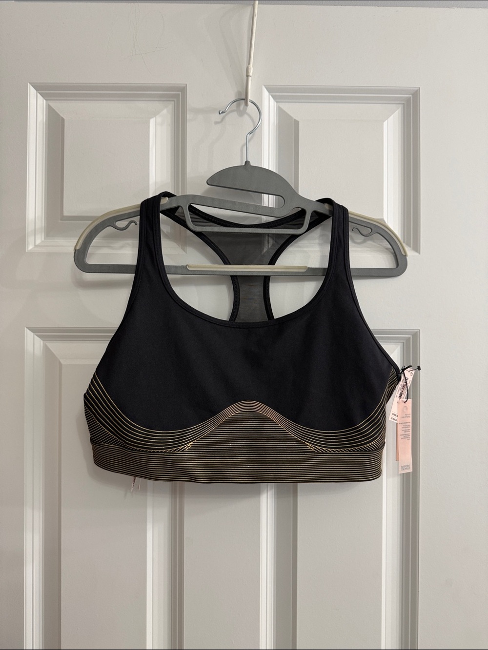 Victoria's Secret Black Sports Bra with Gold Stripe Accent NWT
